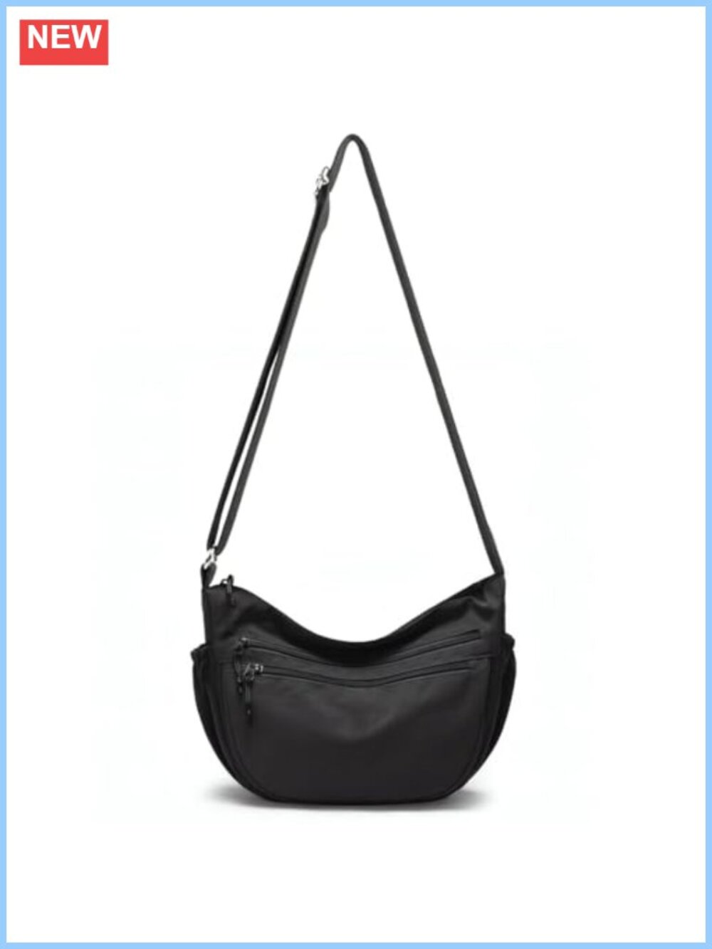 Nylon Crescent Crossbody Bag Water-Resistant Multi-Pocket Hobo Sling Purse